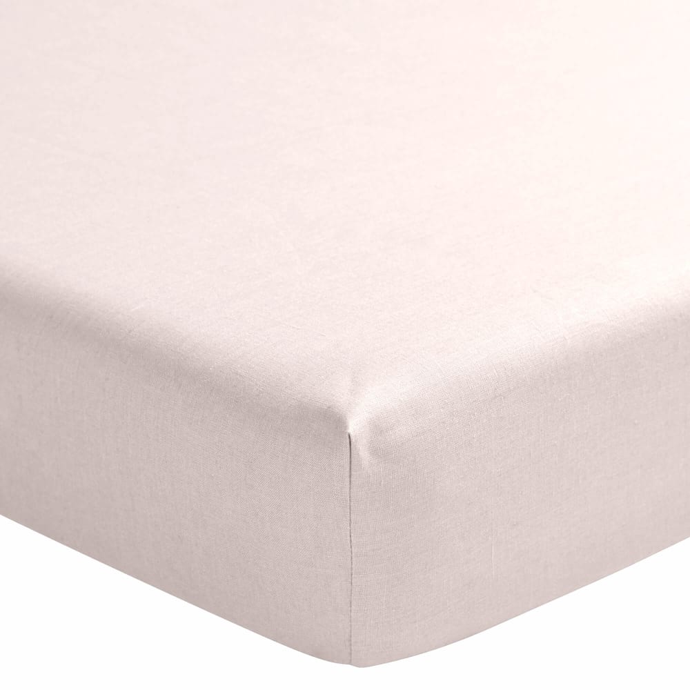 Drap housse en lin rose