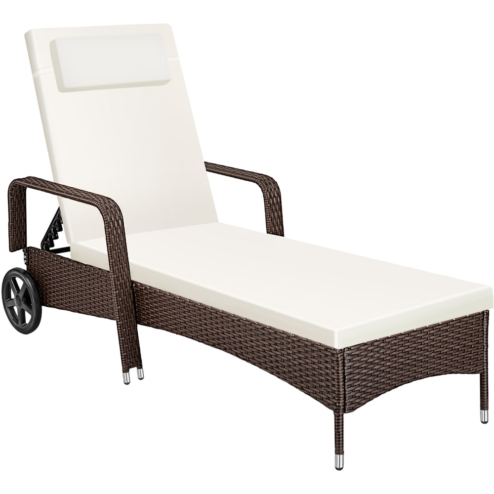 Bain de soleil anti UV Coussin amovible et roulettes marron marbré