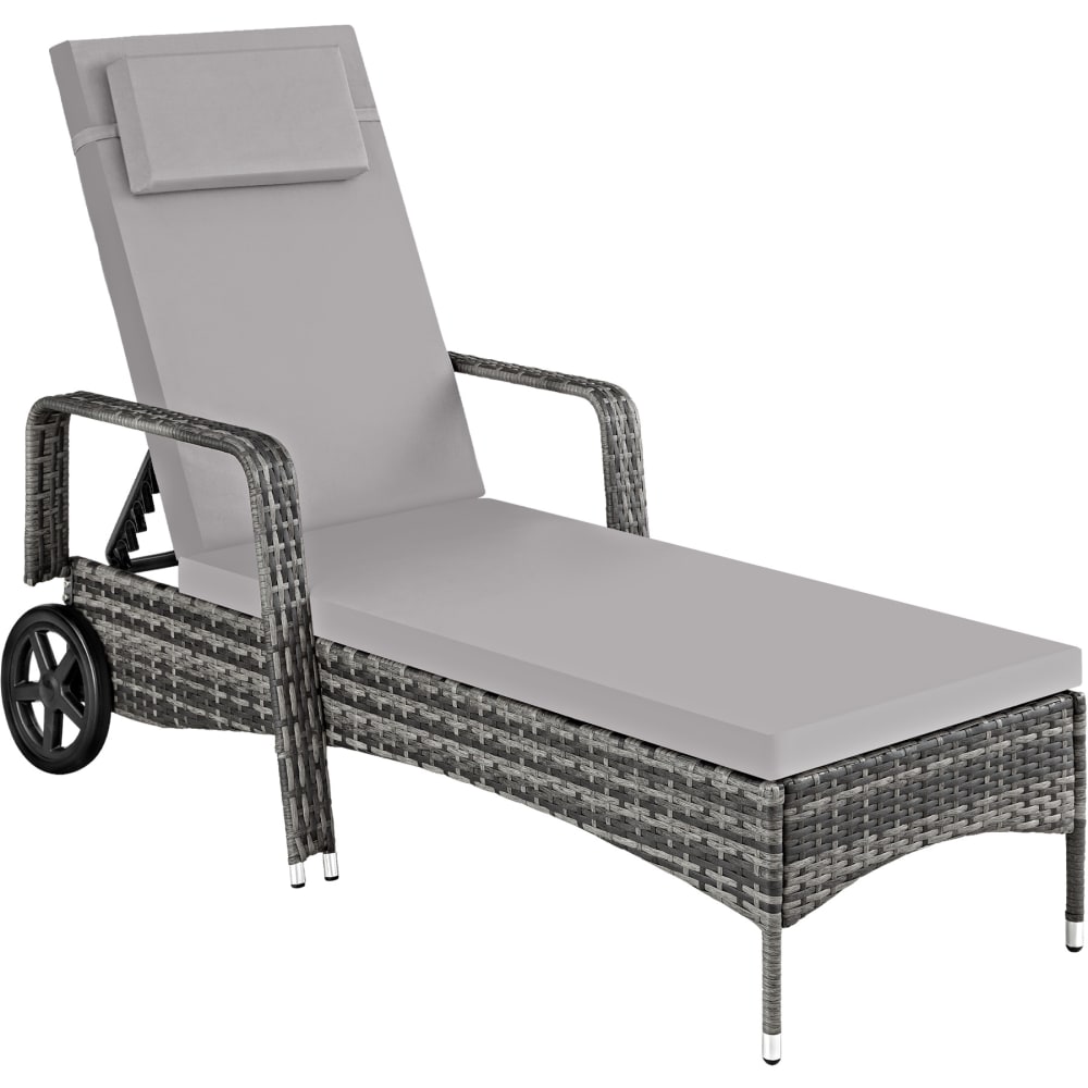 Bain de soleil anti UV Coussin amovible et roulettes gris/gris clair