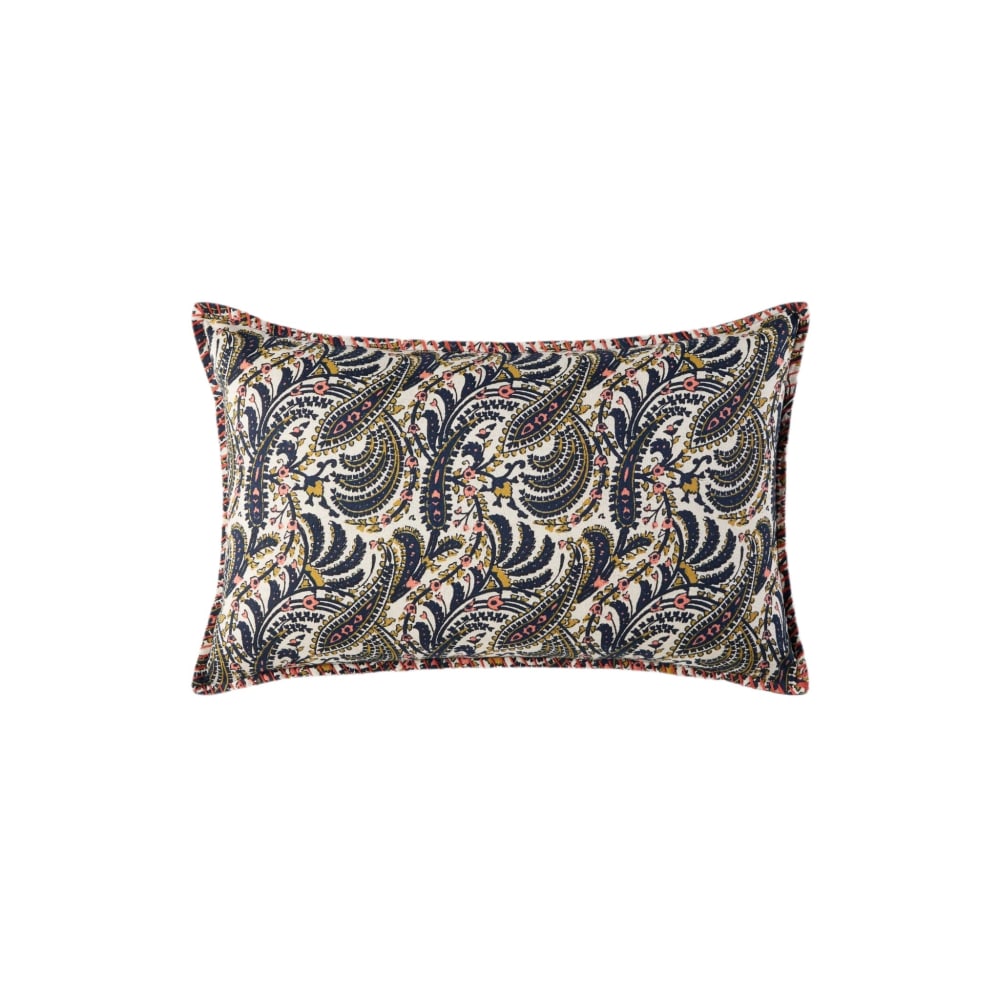 Housse de coussin en coton bleu 28x47 cm