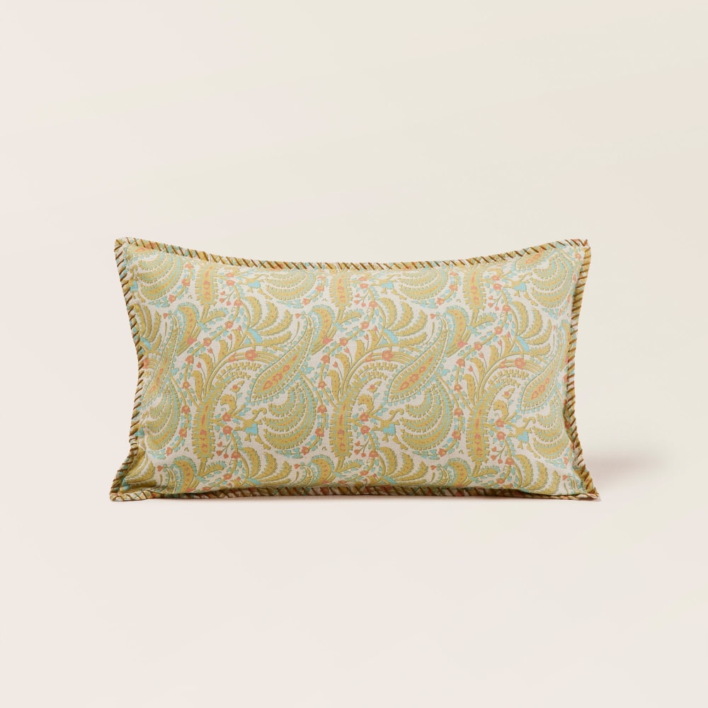 Housse de coussin en coton jaune 28x47 cm