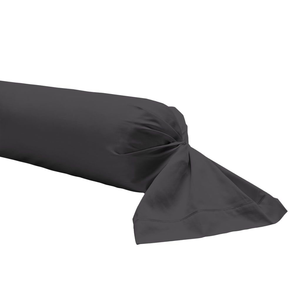 Alexandre Turpault Taie de traversin en satin de coton noir 43x230 style classique chic