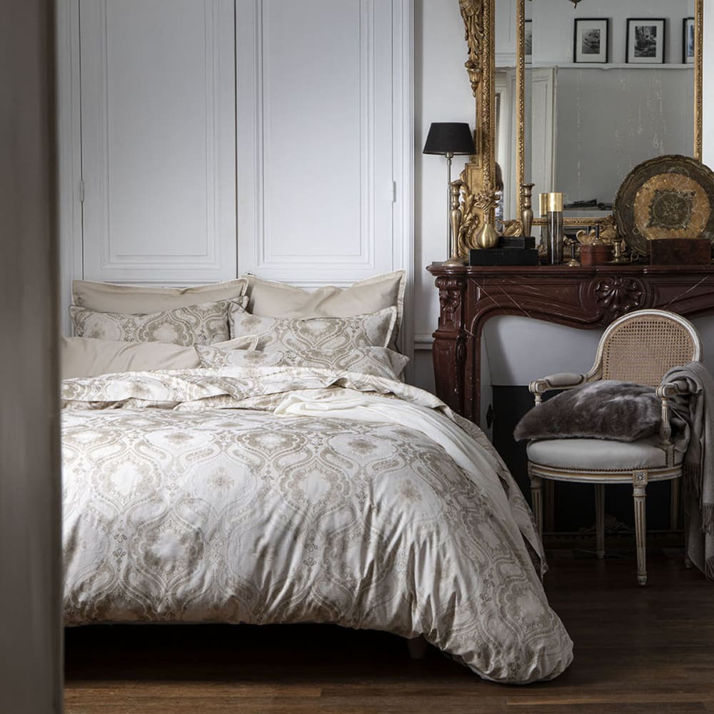 Taie d'oreiller imprimée en satin de coton biscuit 50x75