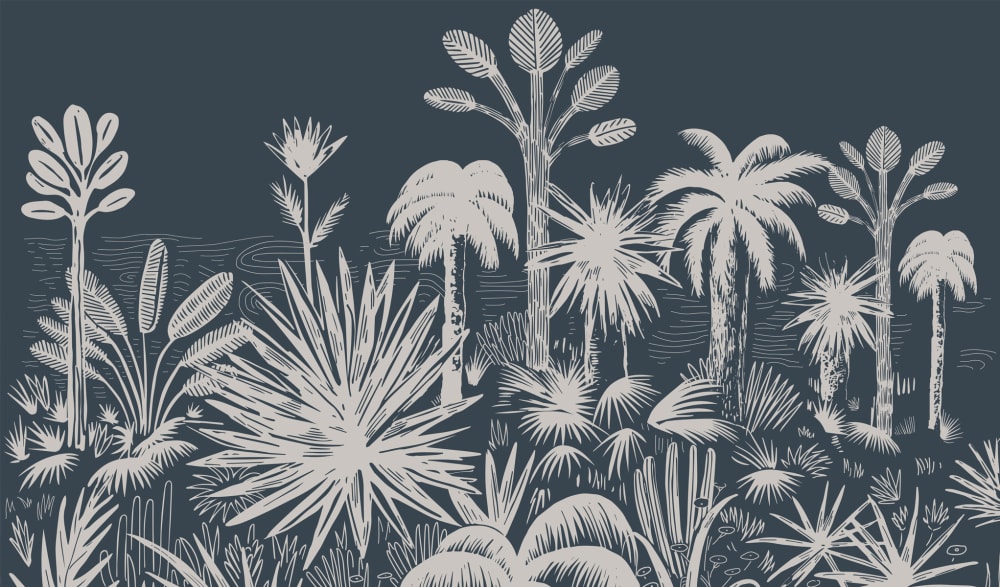 Papel pintado panorámico selva tropical, azul 425 x 250cm - Maisons du Monde