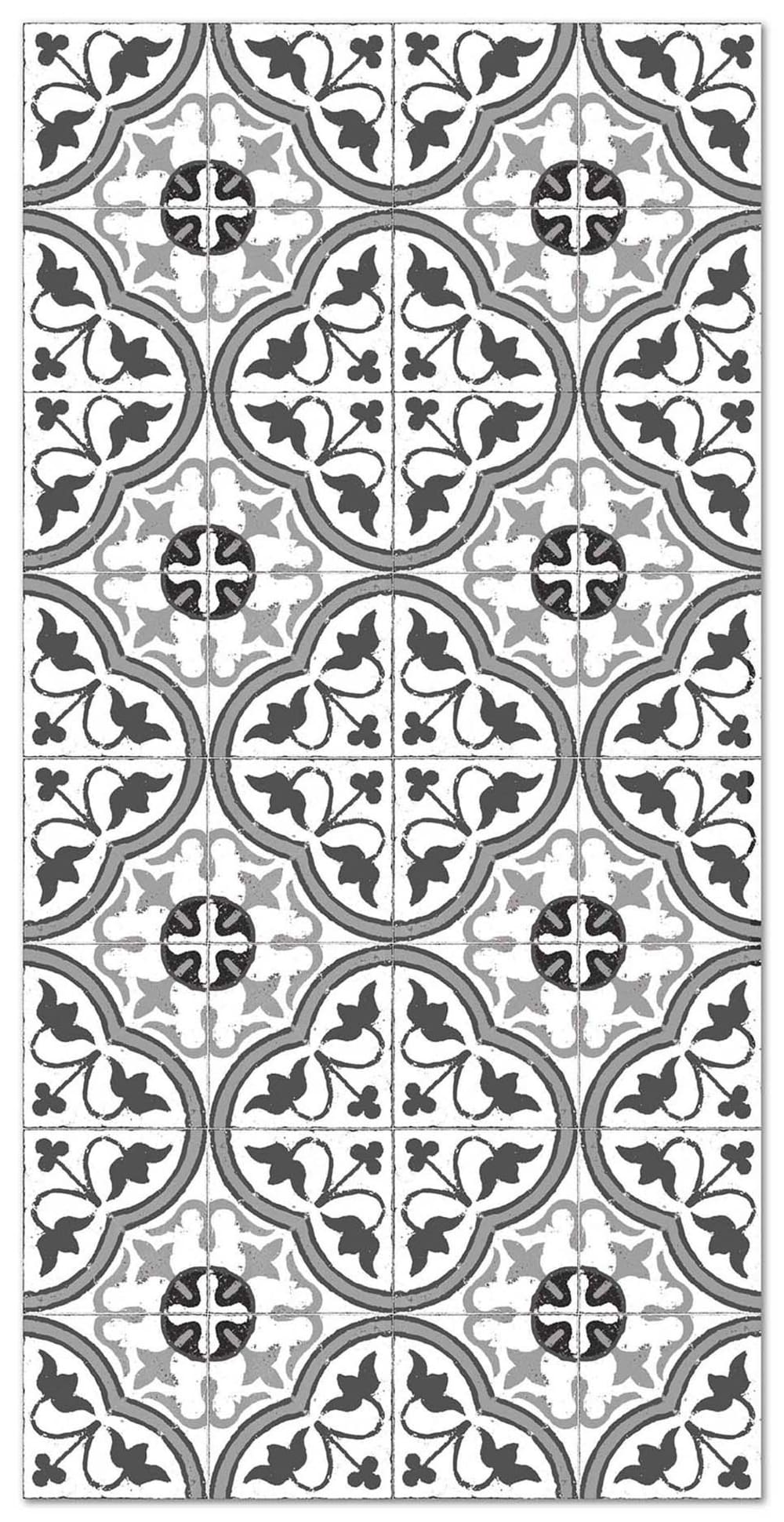 Tapis vinyle carreaux ciments fleur gris 160x230cm