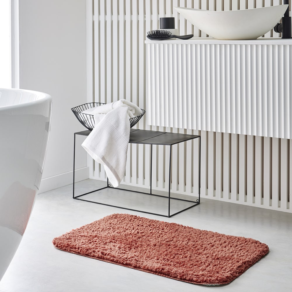 Today Tapis de bain tufté uni 50x80 cm rouge style classique chic Certifié Oeko-Tex - Coton