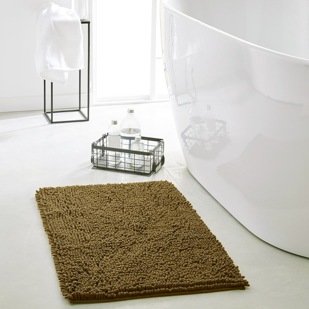 Tapis de bain mèche uni  50x80 cm Bronze