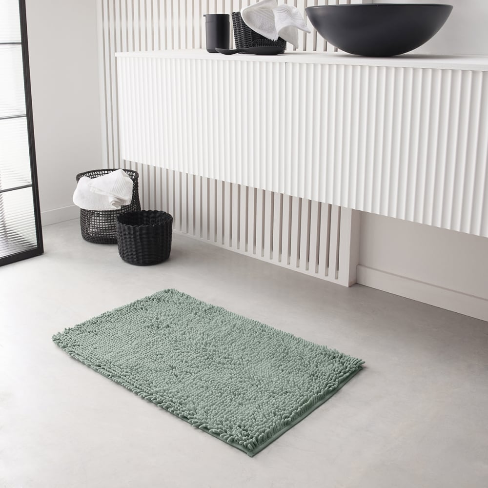 Tapis de bain mèche uni  50x80 cm Vert