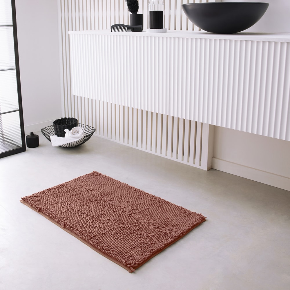 Tapis de bain mèche uni  50x80 cm Rouge