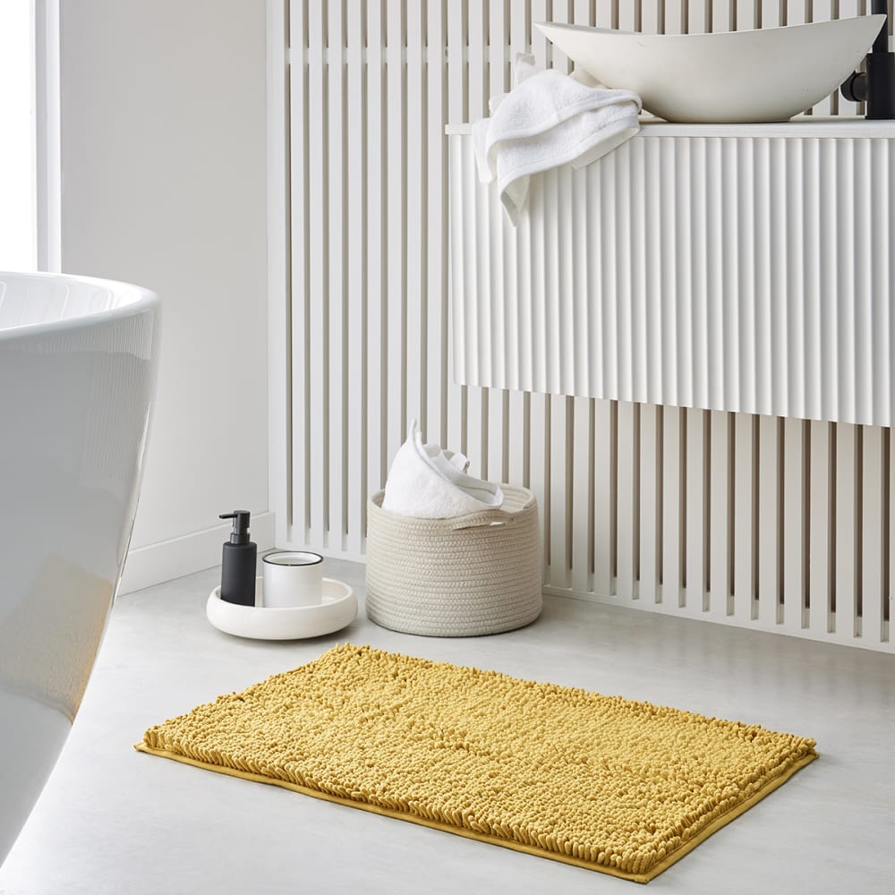 Tapis de bain mèche uni  50x80 cm Jaune