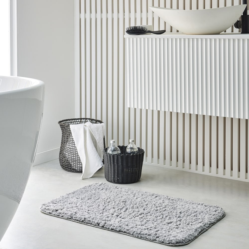 Tapis de bain tufté uni 50x80 cm gris