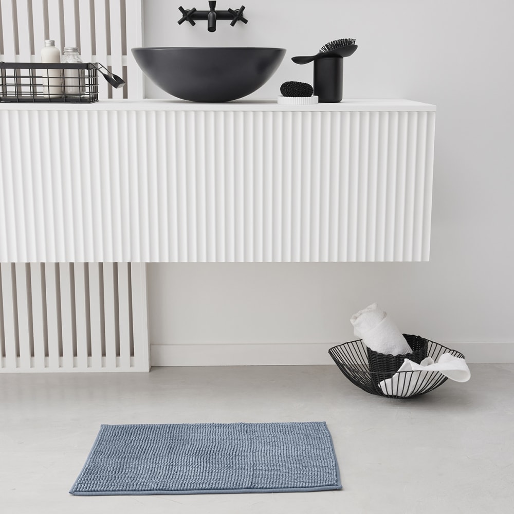 Tapis de bain Bubble uni  60x40 cm Bleu ardoise