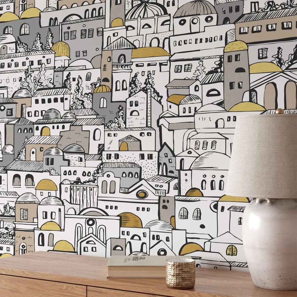 Carta da Parati Paesaggio in vera carta, 200x280cm, 8 fogli - Modello Vintage - Carta
