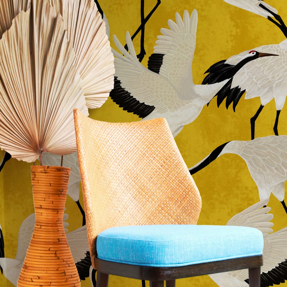 Papier Peint Hérons, papier véritable, 200x280cm, 8 feuilles