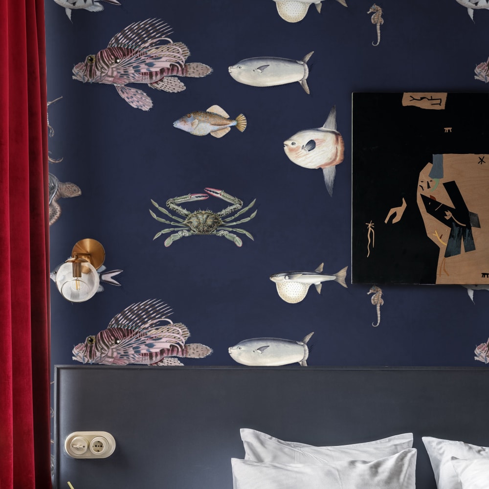 Papier Peint Poissons, papier véritable, 200x280cm, 8 feuilles