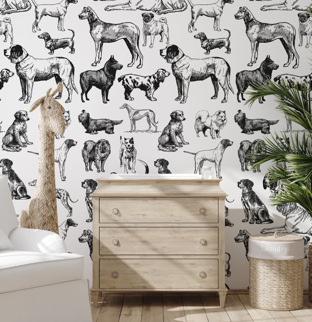 Papier Peint Chiens, papier véritable, 200x280cm, 8 feuilles — vue 3