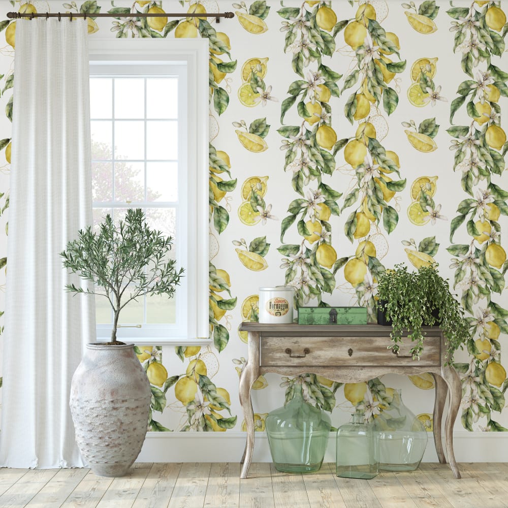 Papel Pintado Limones, papel auténtico, 200x280cm, 8 hojas