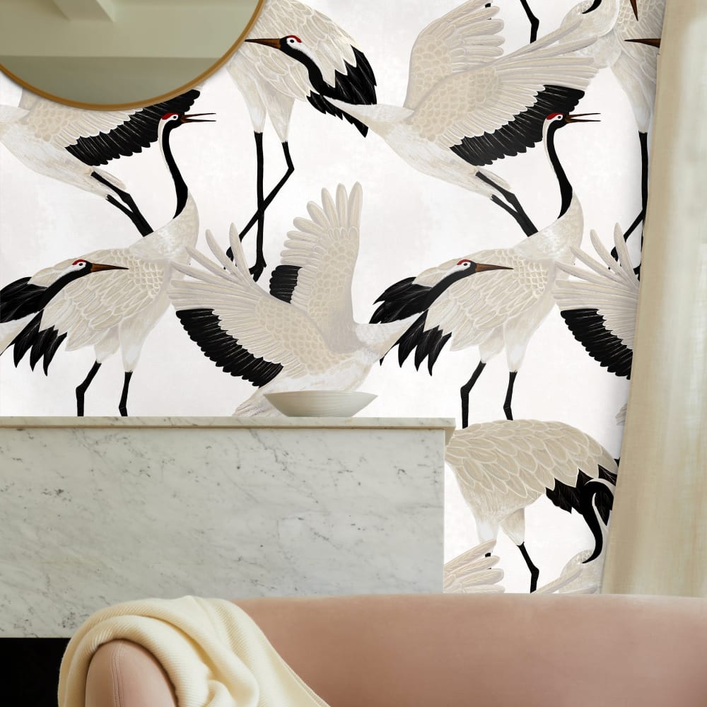 Papier Peint Hérons, papier véritable, 200x280cm, 8 feuilles