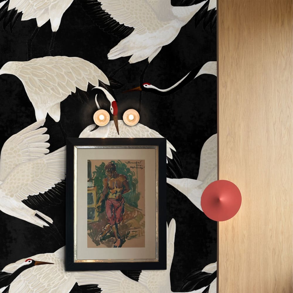 Papier Peint Hérons, papier véritable, 200x280cm, 8 feuilles