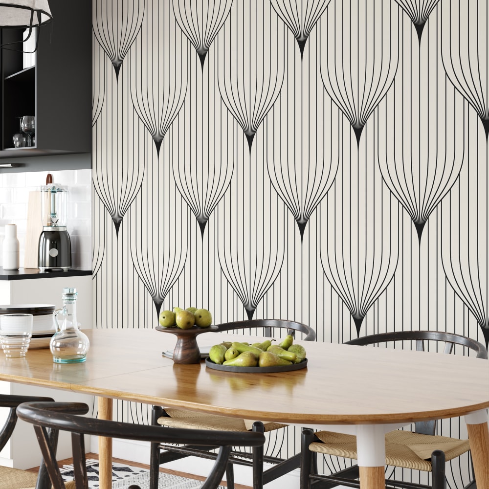Papier Peint Art Déco, papier véritable, 200x280cm, 8 feuilles