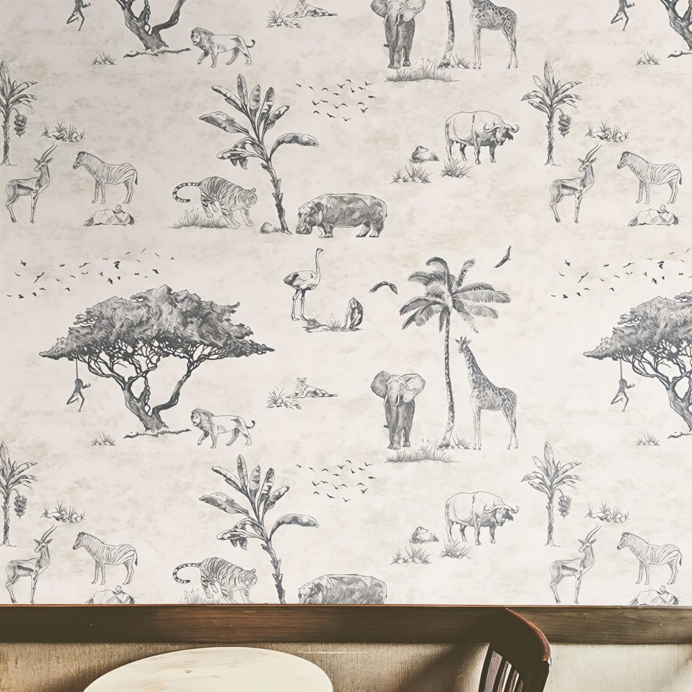 Carta da Parati Safari in vera carta, 200x280cm, 8 fogli - Modello Esotico - Carta
