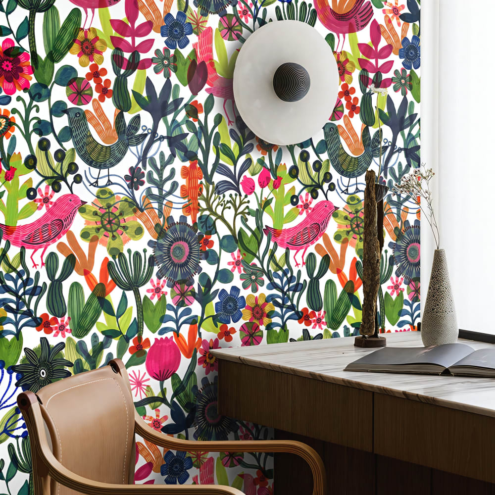 Papel Pintado Botánico, papel auténtico, 200x280cm, 8 hojas - Maisons du Monde
