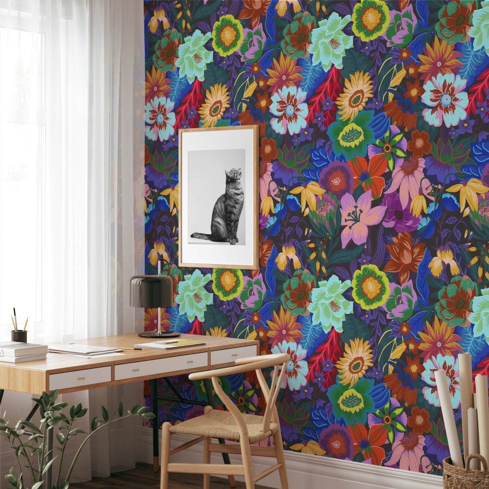 Papier Peint Floral, papier véritable, 200x280cm, 8 feuilles — vue 3