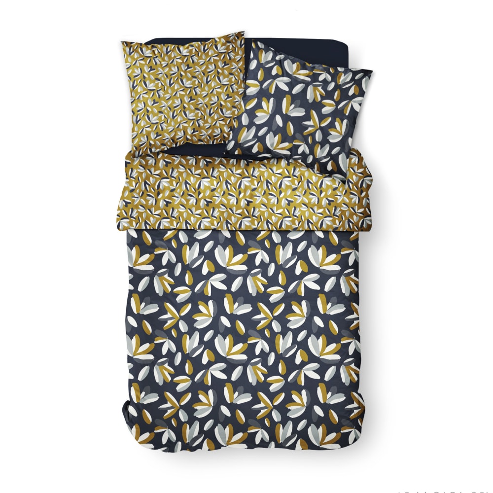 Parure de lit 2 personnes imprimé coton 240x260 cm jaune — vue 4