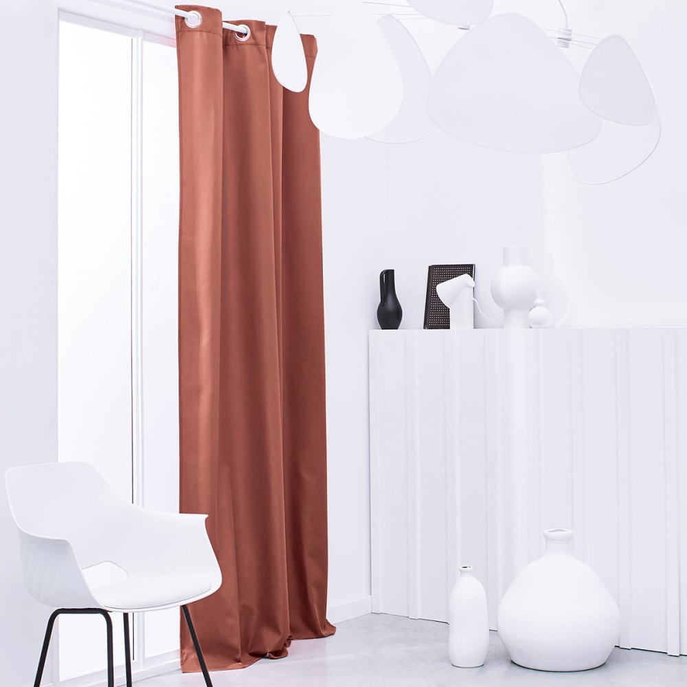 Rideau isolant à oeillets uni  140x240 cm Rouge