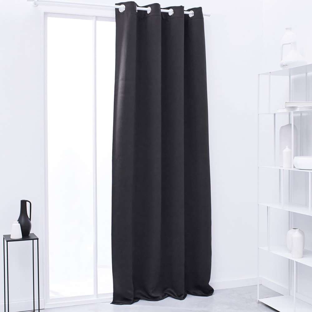 Today Schlichter Verdunkelungsvorhang mit Ösen Polyester 140x240 cm style classic chic Grau Pes - Polyester