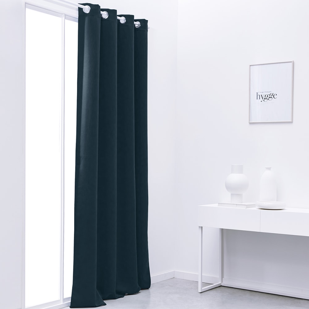 Today Schlichter Verdunkelungsvorhang mit Ösen Polyester 140x240 cm style classic chic Blau Pes - Polyester
