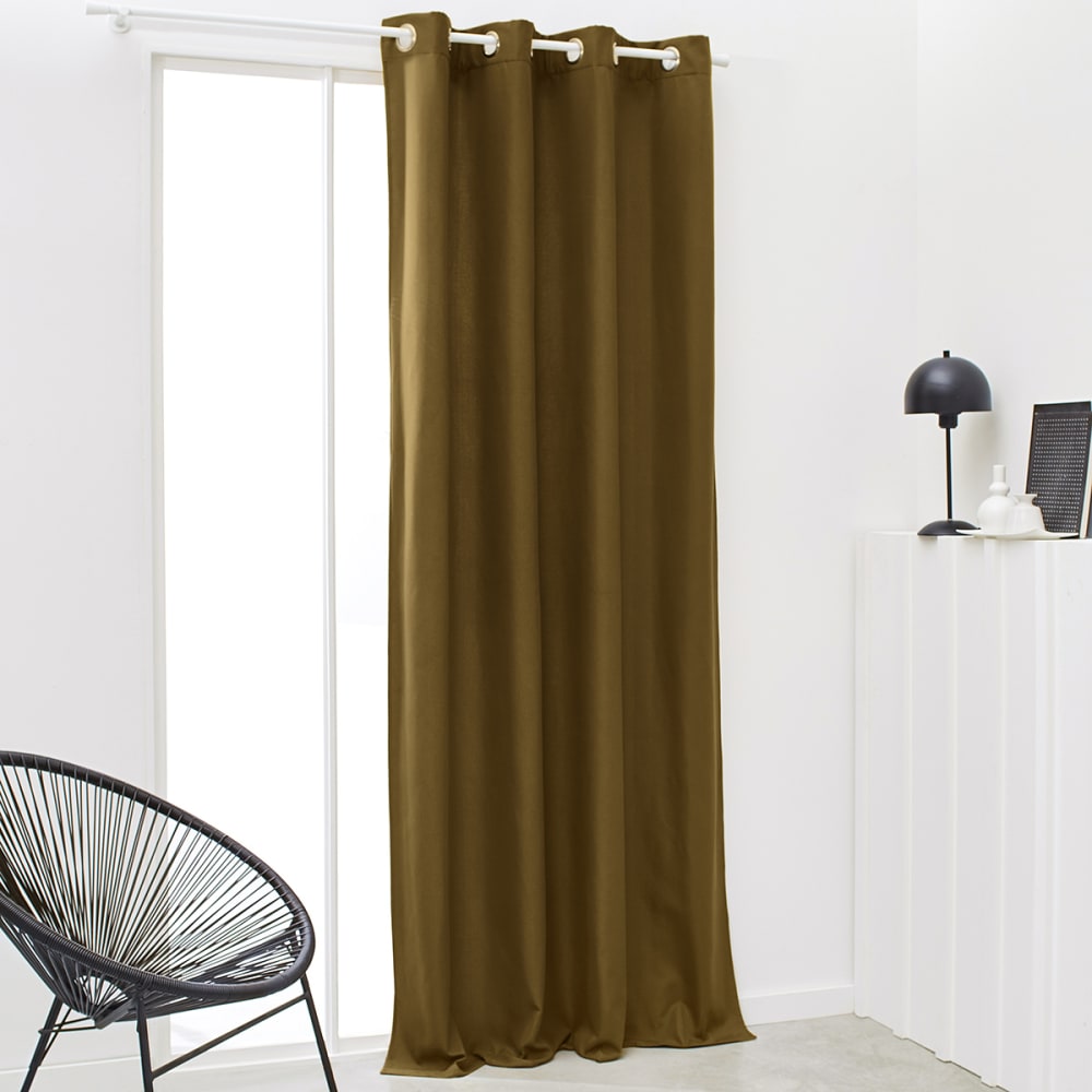 Today Einfacher isolierter Ösenvorhang Polyester 140x240 cm style classic chic Braun Pes - Polyester