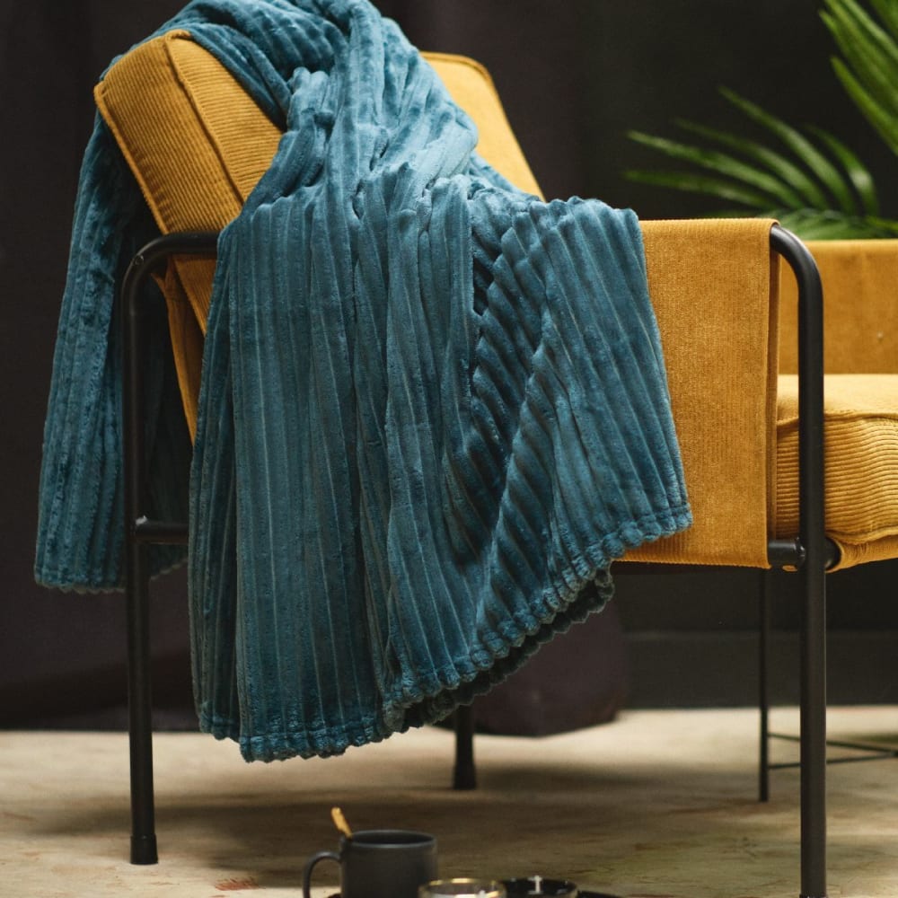 Plaid cotelé uni  150x200 cm Bleu