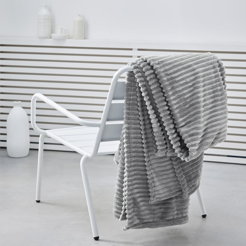 Plaid cotelé uni  150x200 cm Gris
