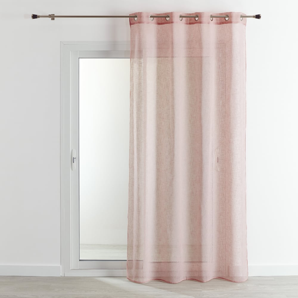Voilage en étamine - - effet lin polyester rose clair 140x240 cm