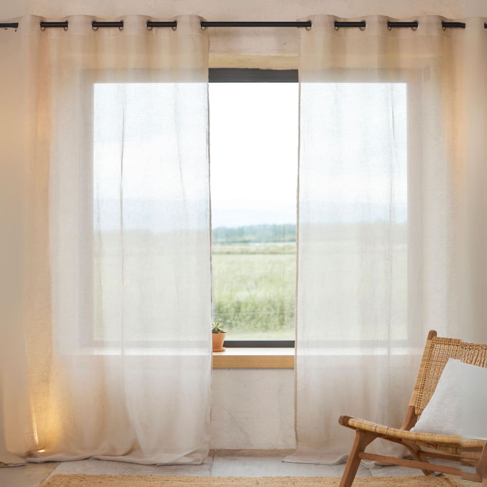 Rideau voilage 100% lin fluide naturel 140x260 cm