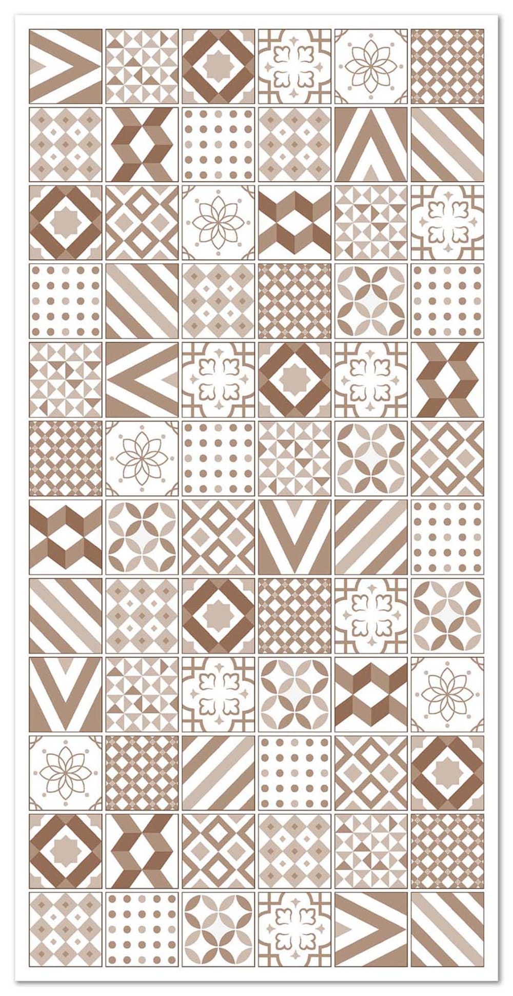 Tapis vinyle carreaux ciments love brun 40x80cm