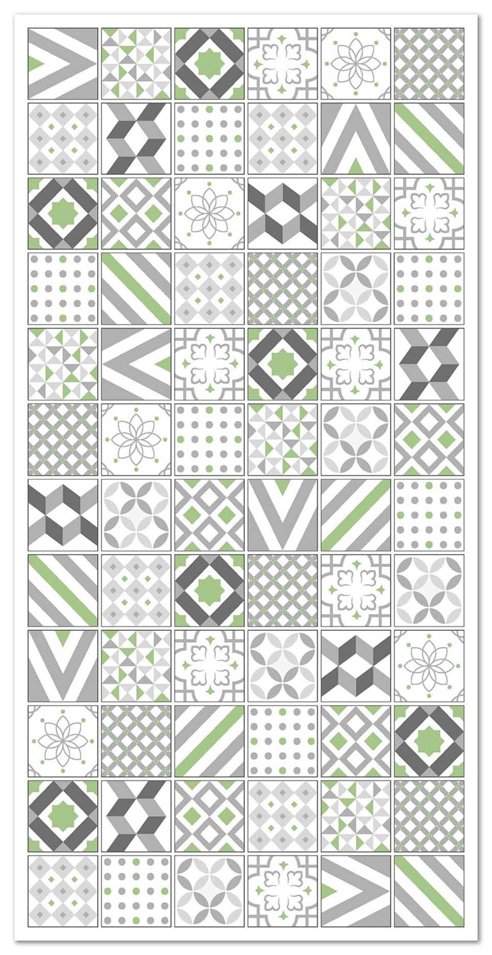 Tapis vinyle carreaux ciments love vert 100x140cm