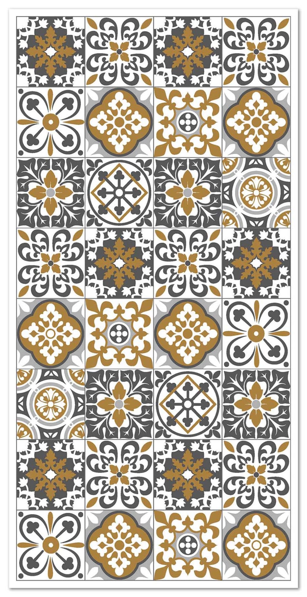 Tapis vinyle carreaux ciments triana orange 80x150cm