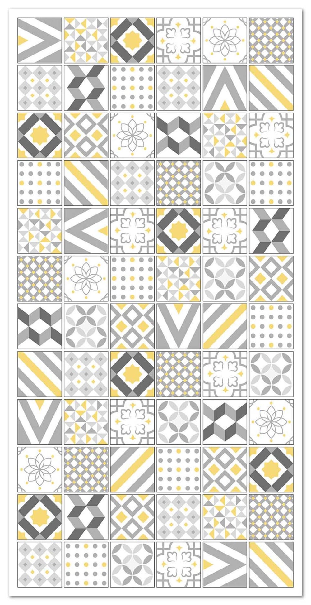 Tapis vinyle carreaux ciments love jaune 60x110cm