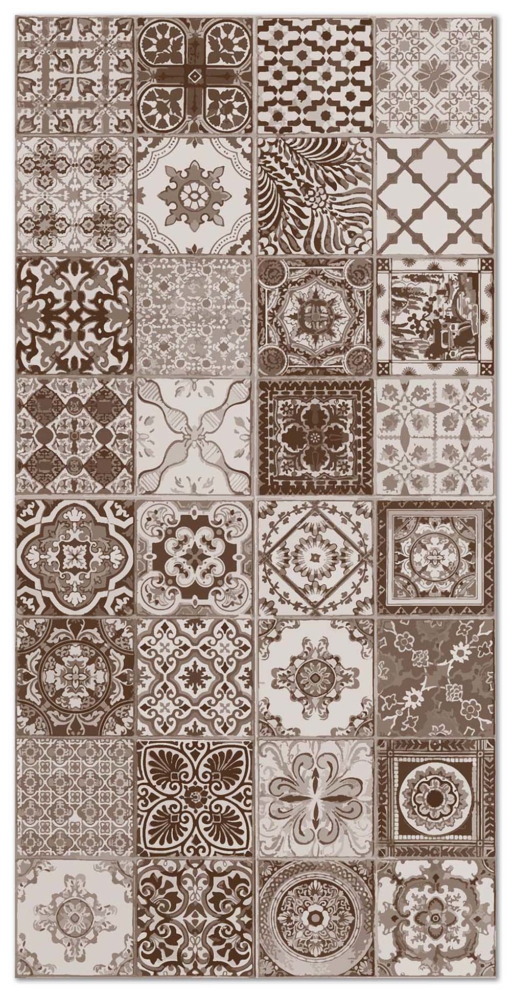 Tapis vinyle carreaux ciments nijar brun 40x80cm