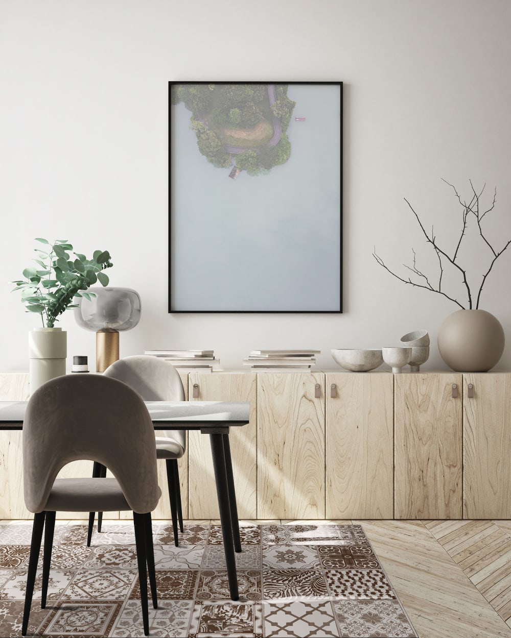 Tapis vinyle carreaux ciments nijar brun 40x80cm — vue 3