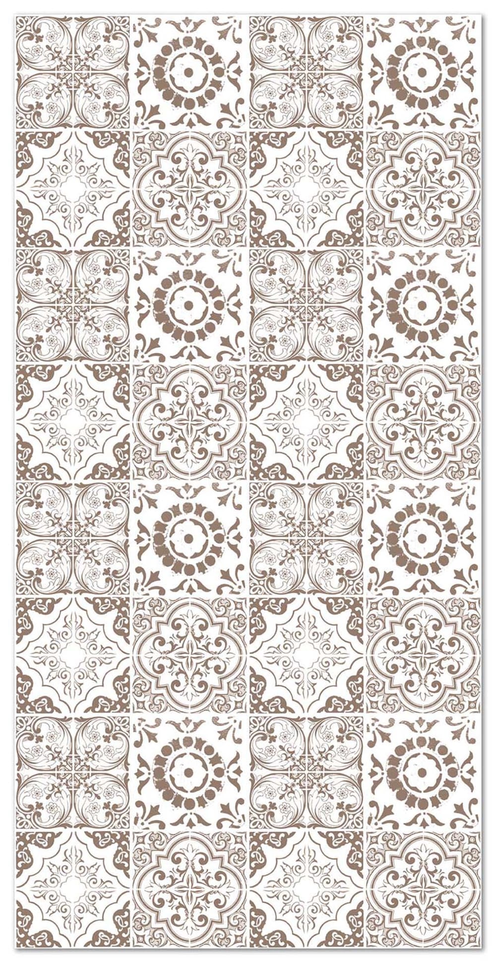 Tapis vinyle carreaux ciments grenade brun 80x200cm