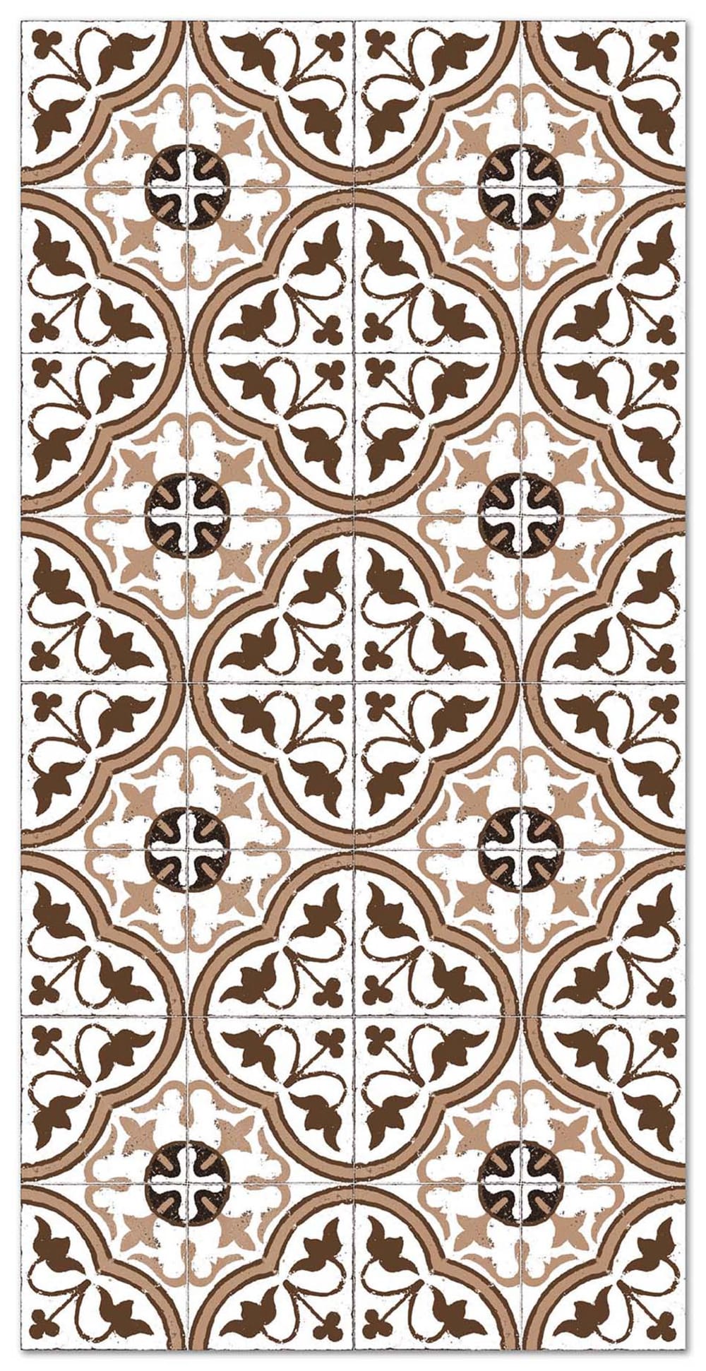 Tapis vinyle carreaux ciments fleur brun 40x80cm