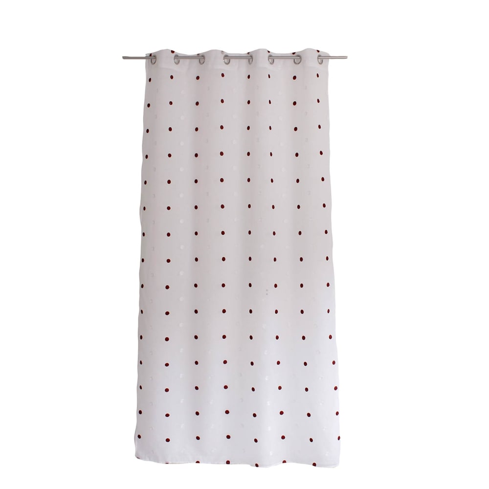 Voilage sablé brodé ''pois colorés'' polyester bordeaux 140x240 cm — vue 3