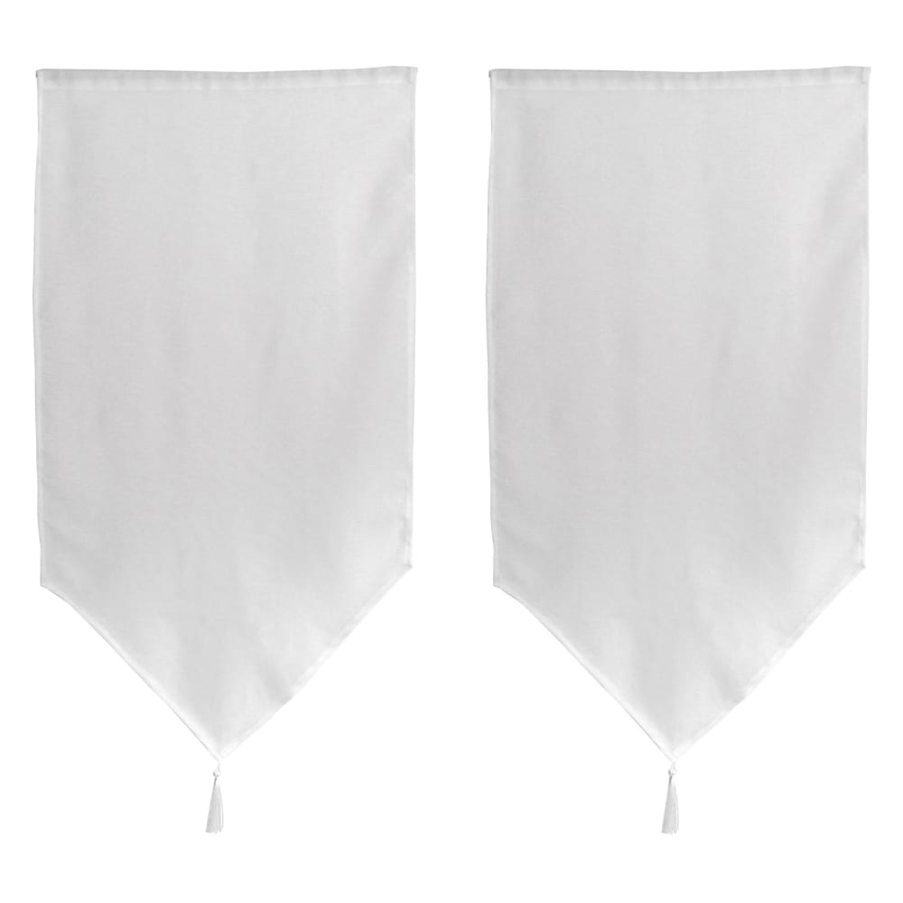 Paire de petits voilages en pointe avec pompon polyester blanc 60x90 - Maisons du Monde