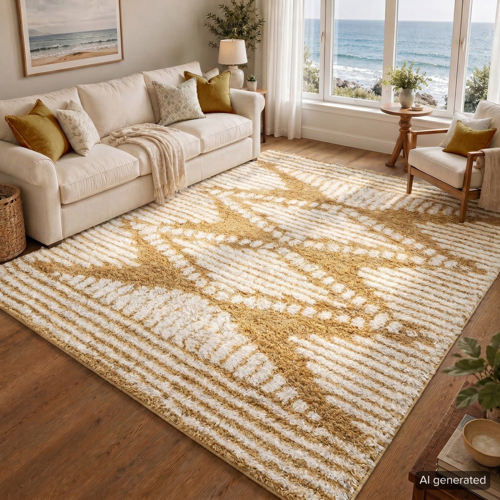 Alfombra shaggy bohemia camello/marfil 160x220