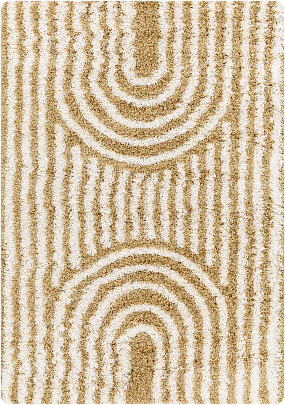 Tapis Shaggy Scandinave Camel/Ivoire 160x220