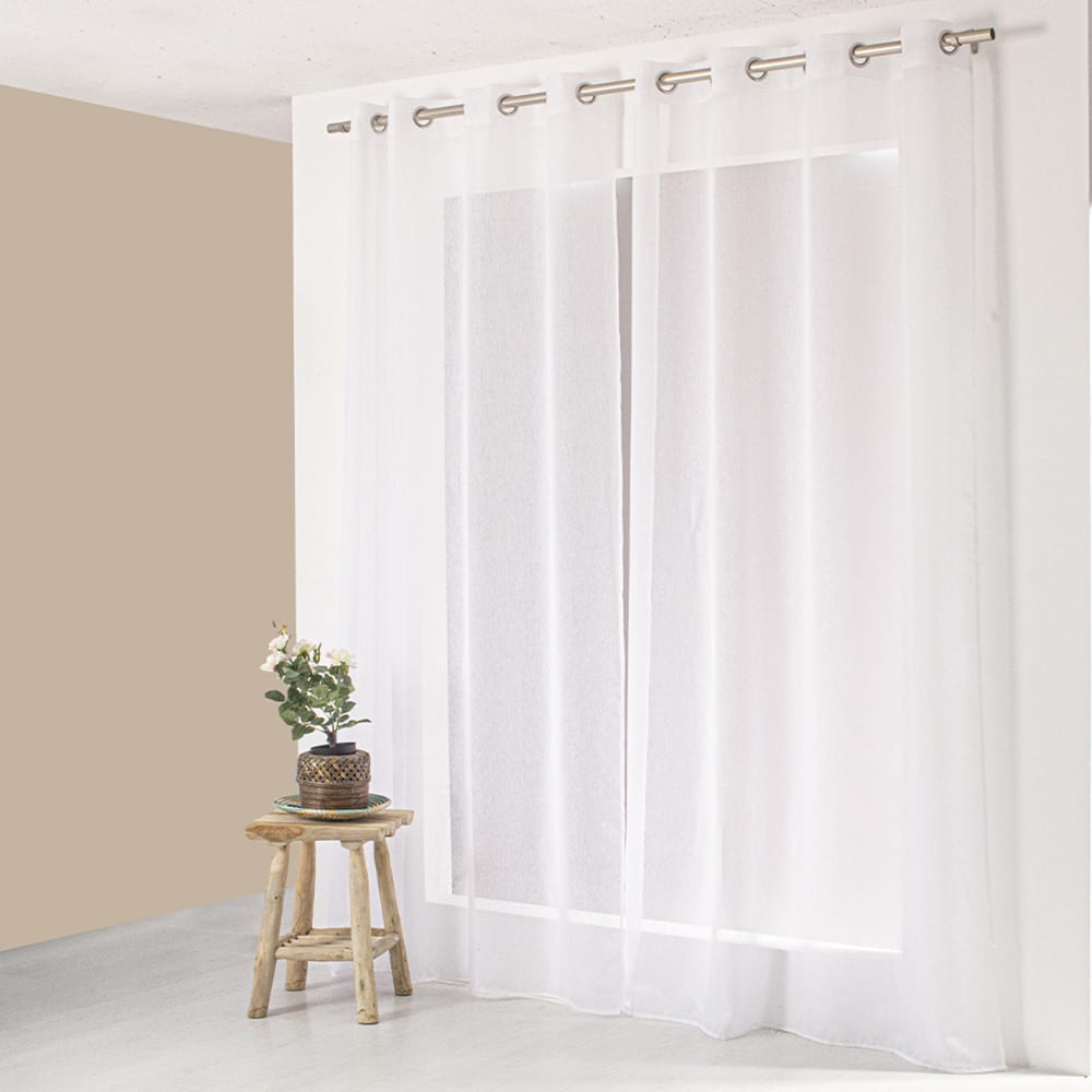 Voilage uni en polyester sablé blanc 140x280 cm