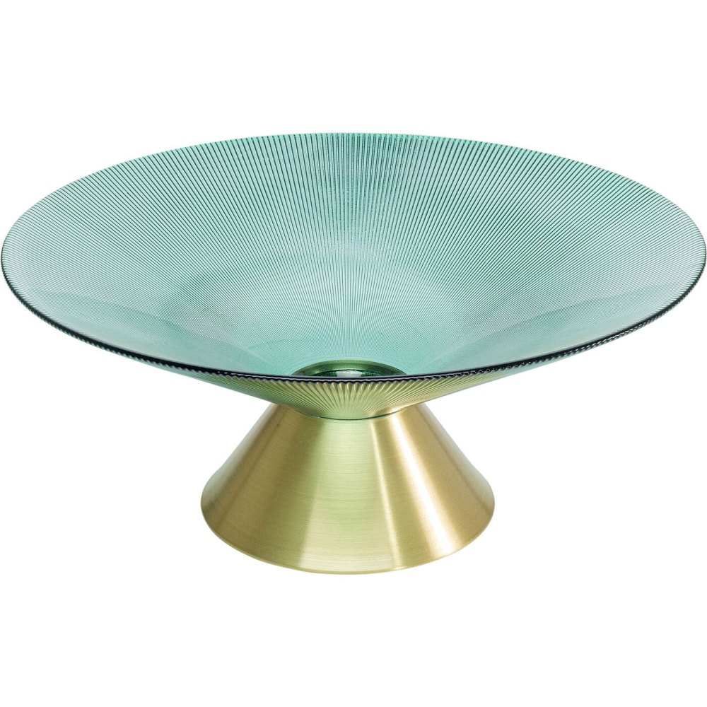 Kare Design Coupe en verre vert et acier doré d35 style contemporain